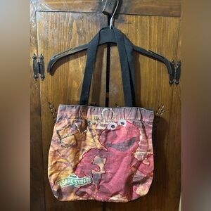 Elmo Sesame Street Tote Bag Sequins Bugle Beads Canvas Shopper Vintage